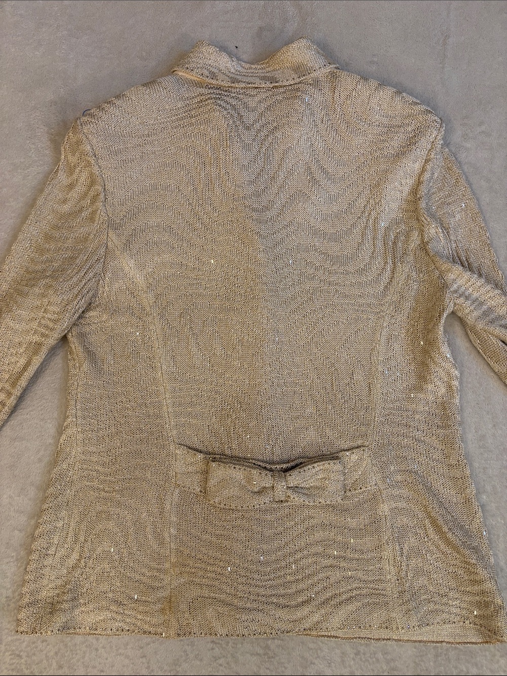 St. John Evening Metallic Knit Top Skirt Set in Champagne with Metallic Glint - Picture 7 of 15
